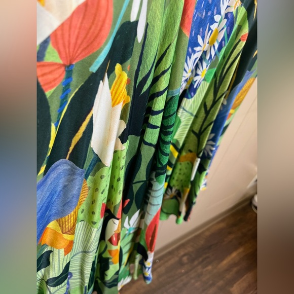 Farm Rio Vintage Toucans Button Down Midi Dress Size Medium NWT Green Multi - Picture 4 of 10